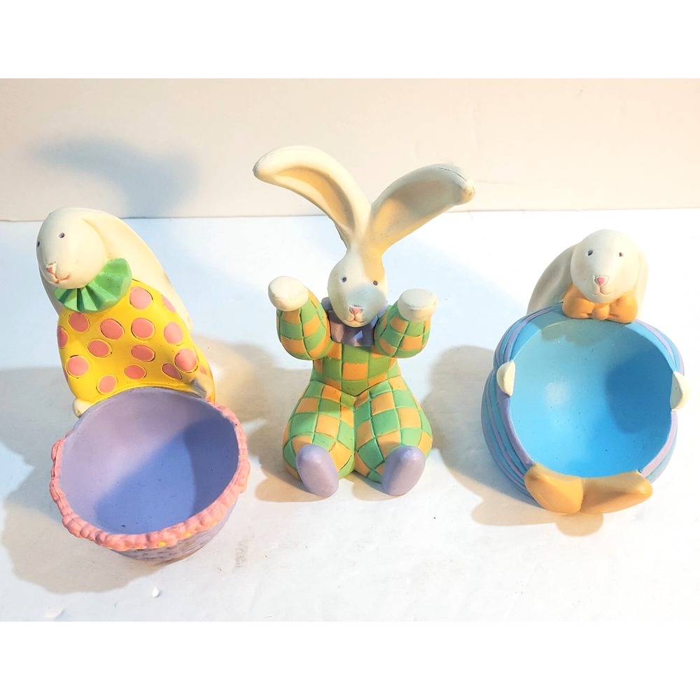 Vintage Avon PVC Easter Egg Holder Figurines Set of 3 Bunny Rabbits Decorations
